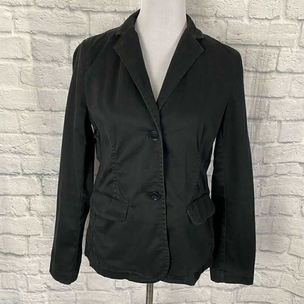 Gap women 6 button front black collared blazer w/pockets